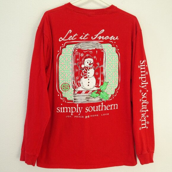 Simply Southern Christmas Long Sleeve Red Women's T-Shirt Large - Picture 1 of 5